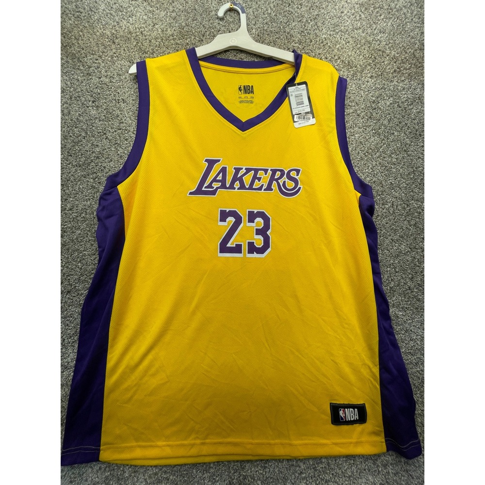 NBA LeBron James Lakers Jersey Men 2XL Yellow NEW Basketball Amarillo Purple